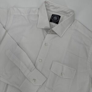 J Press Mens White Cotton Oxford Button Up Dress Shirt Flap Pocket USA Size XXL